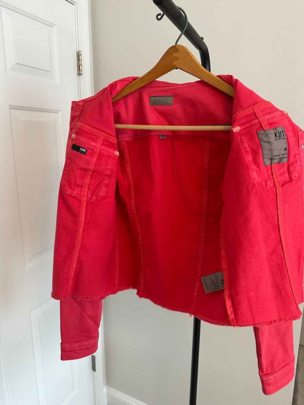 Kut from the Kloth Bright Pink Denim Jacket - Picture 5 of 16